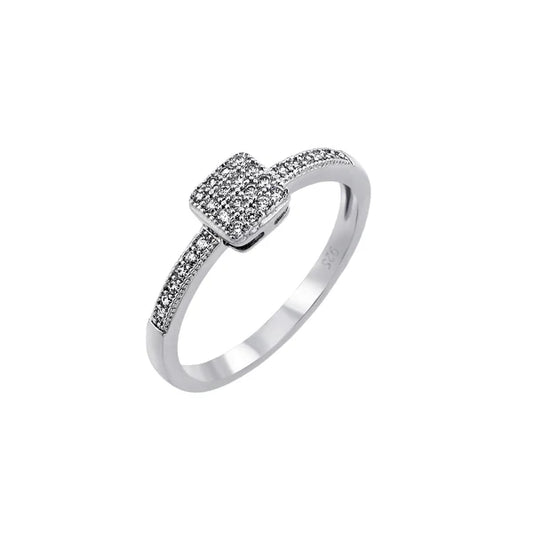 Clear Inlay CZ Square Ring