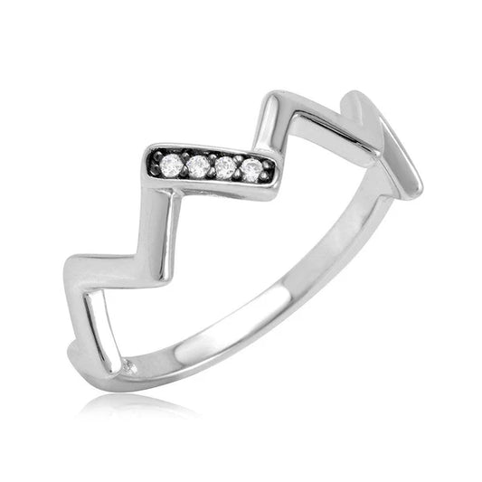 ZigZag Ring with Cubic Zirconia Stones