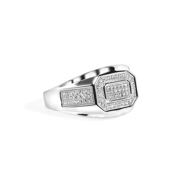 Men's Octagon Top Round Cut Clear CZ