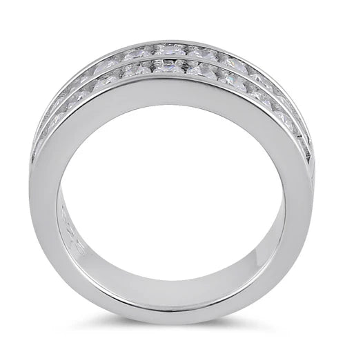 Clear CZ Double Row Wedding Band