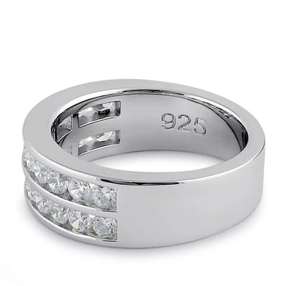 Clear CZ Double Row Wedding Band