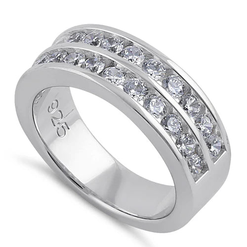 Clear CZ Double Row Wedding Band