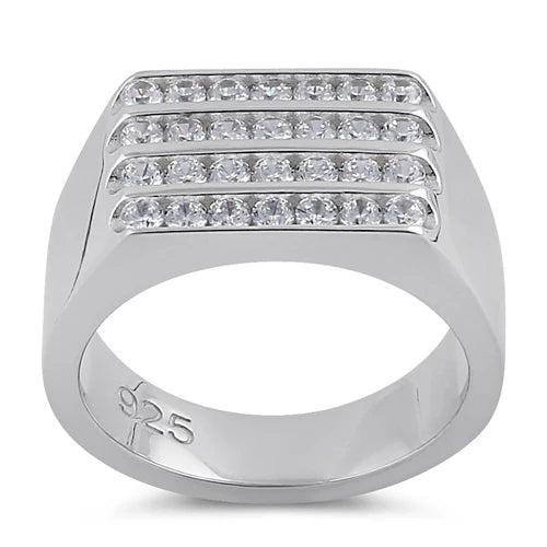 4 Row CZ Men's RIng