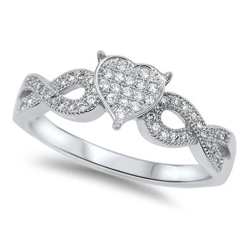 CZ Heart & infinity ring