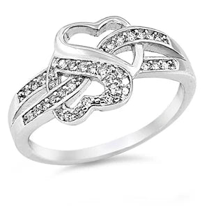 Double Heart Twist Infinity CZ Ring