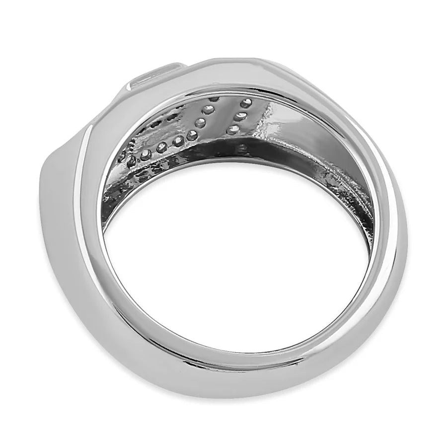 Clear CZ Layered Hexagon Band Ring