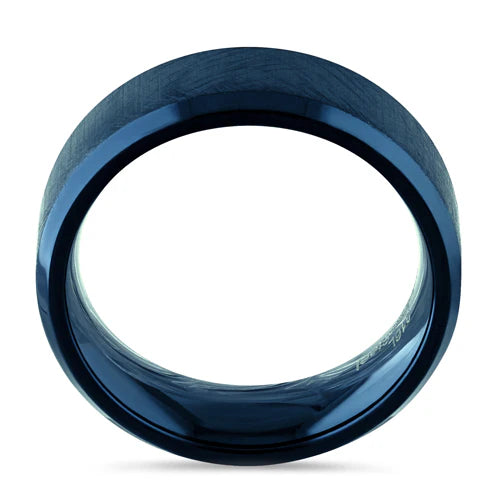 Blue Textured with Polish Edges Band Ring