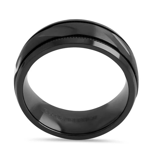 Coin Edged Brushed Band Ring