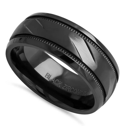 Coin Edged Brushed Band Ring